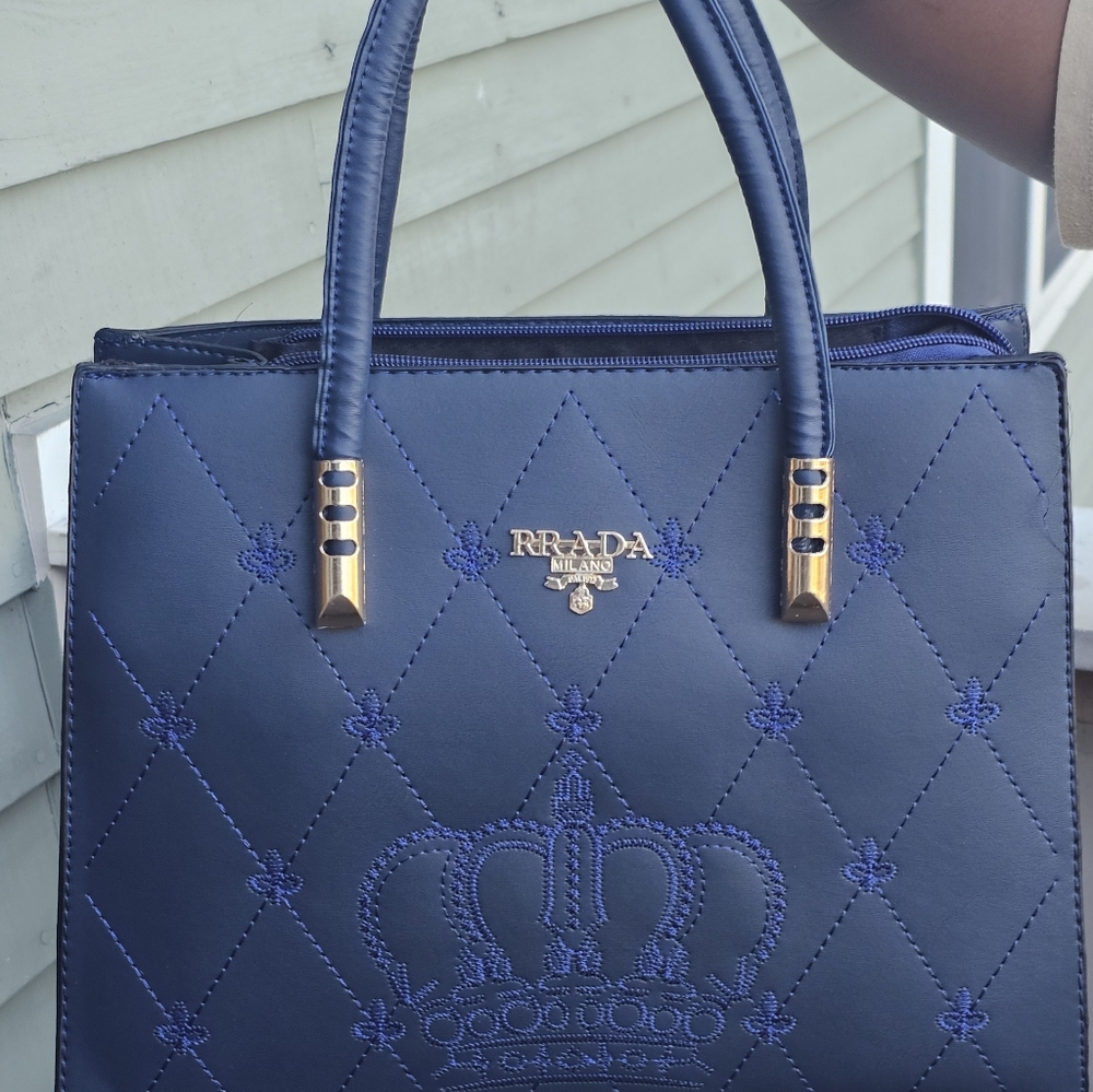 Prada Navy Blue Quilted Tote